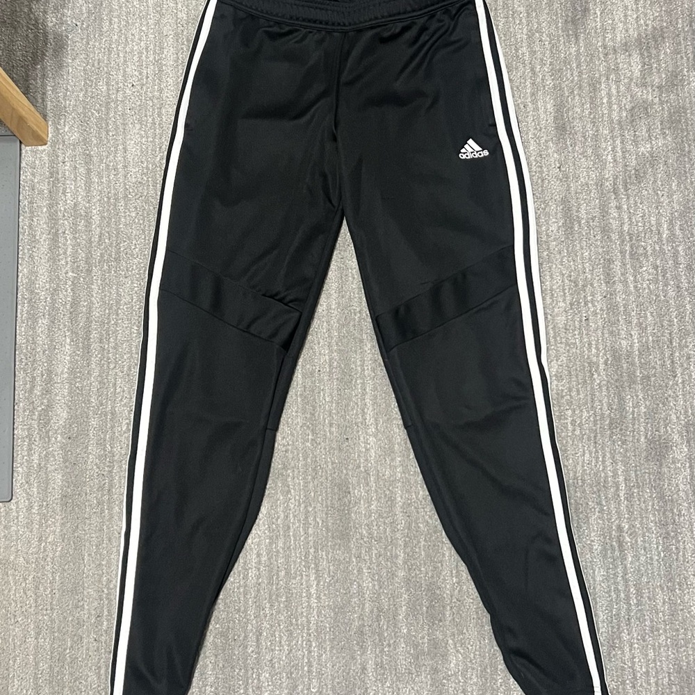 Adidas Kids Black Joggers with White Stripes